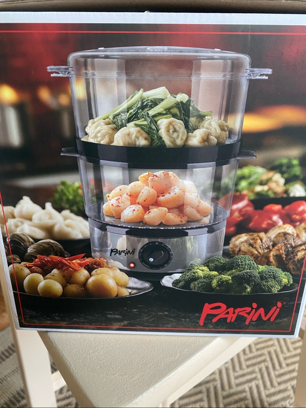 Parini 2-Tier Electric Food Steamer — Clear and Silver - Picture 4 of 6